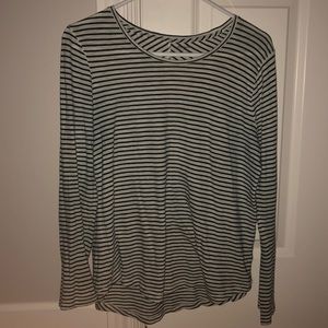 Madewell green and white striped shirt